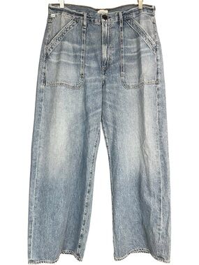 Citizens of Humanity Ayla Cargo Baggy Denim Jeans Light Blue
